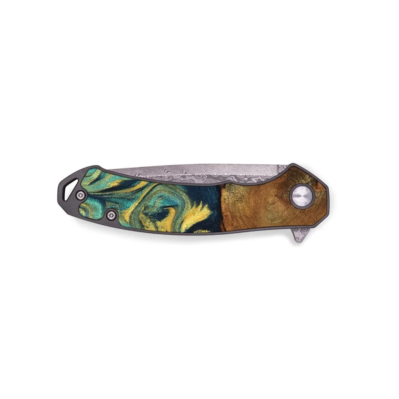 EDC Wood Pocket Knife - Odie (Teal & Gold, 829995)
