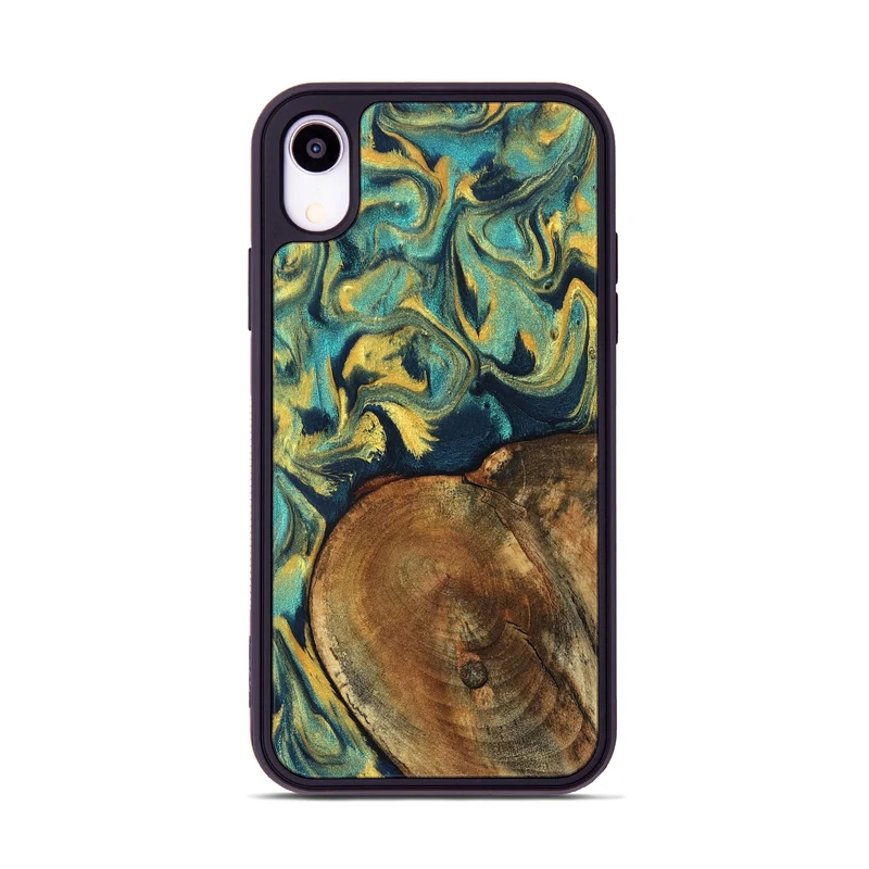 iPhone Xr Wood Phone Case - Odie (Teal & Gold, 829995)