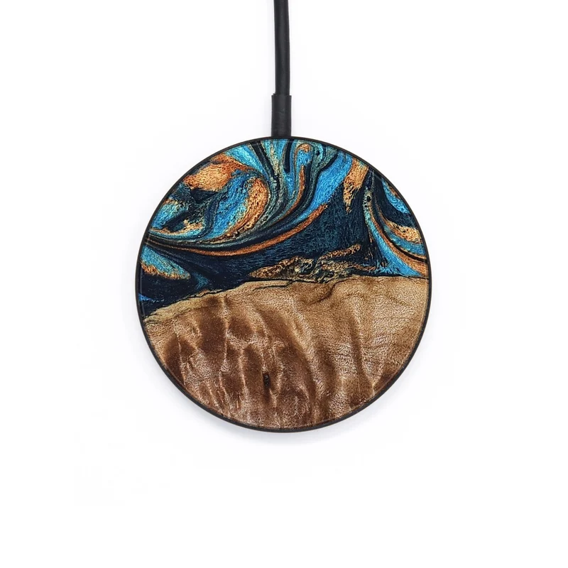 Circle Wood Wireless Charger - Nautica (Teal & Gold, 829996)