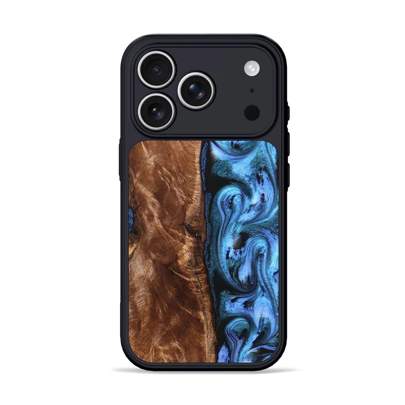 iPhone 17 Pro Wood Phone Case - Lily (Blue, 829989)