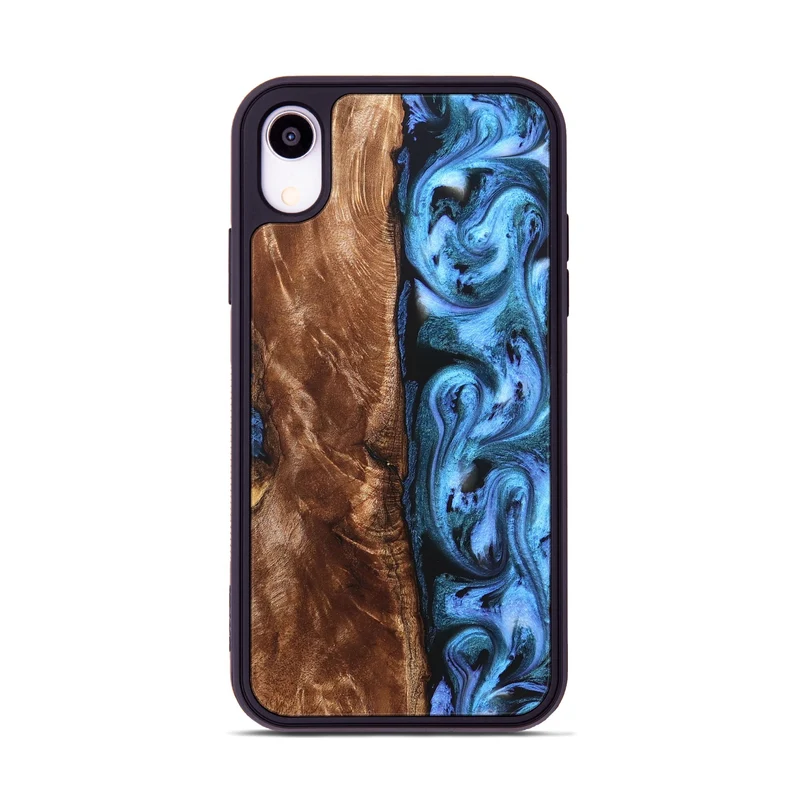 iPhone Xr Wood Phone Case - Lily (Blue, 829989)