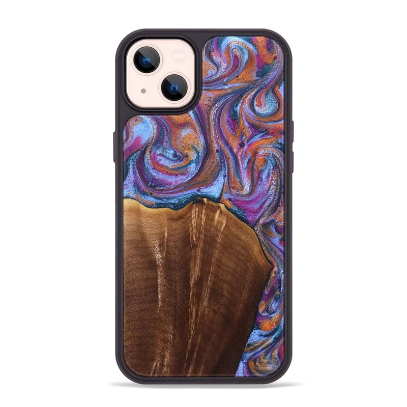 iPhone 14 Plus Wood Phone Case - Edmond (Blue, 829987)