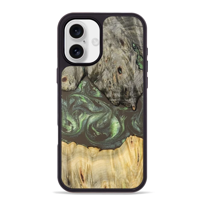 iPhone 16 Plus Wood Phone Case - Arlo (Green, 829982)