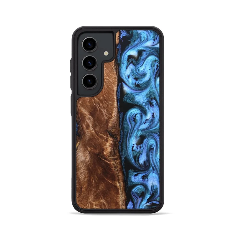 Galaxy S24 Wood Phone Case - Lily (Blue, 829989)