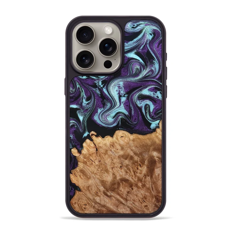 iPhone 15 Pro Max Wood Phone Case - Florida (Purple, 830018)