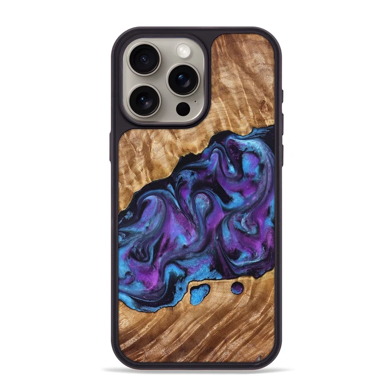 iPhone 15 Pro Max Wood Phone Case - Warren (Purple, 830013)