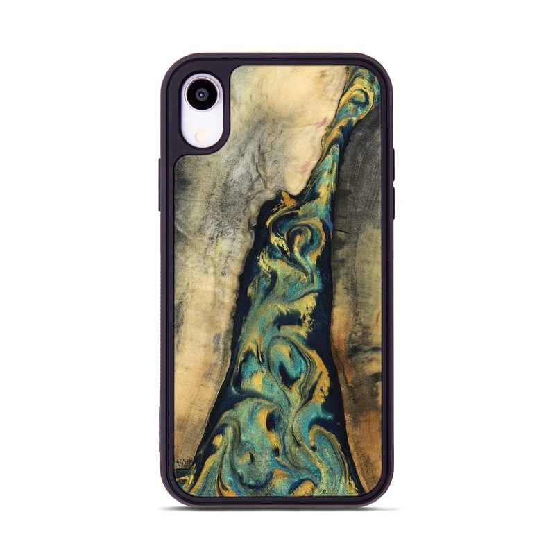 iPhone Xr Wood Phone Case - Vicente (Teal & Gold, 830000)