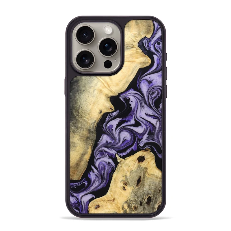 iPhone 15 Pro Max Wood Phone Case - Sharon (Purple, 830016)
