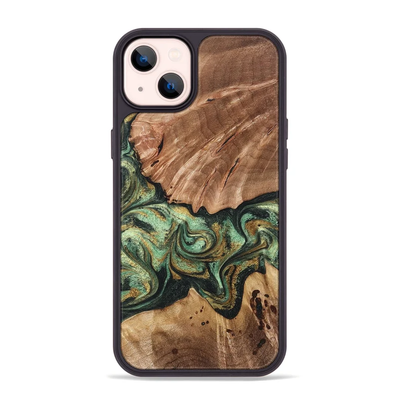 iPhone 14 Plus Wood Phone Case - Shelbi (Green, 829986)