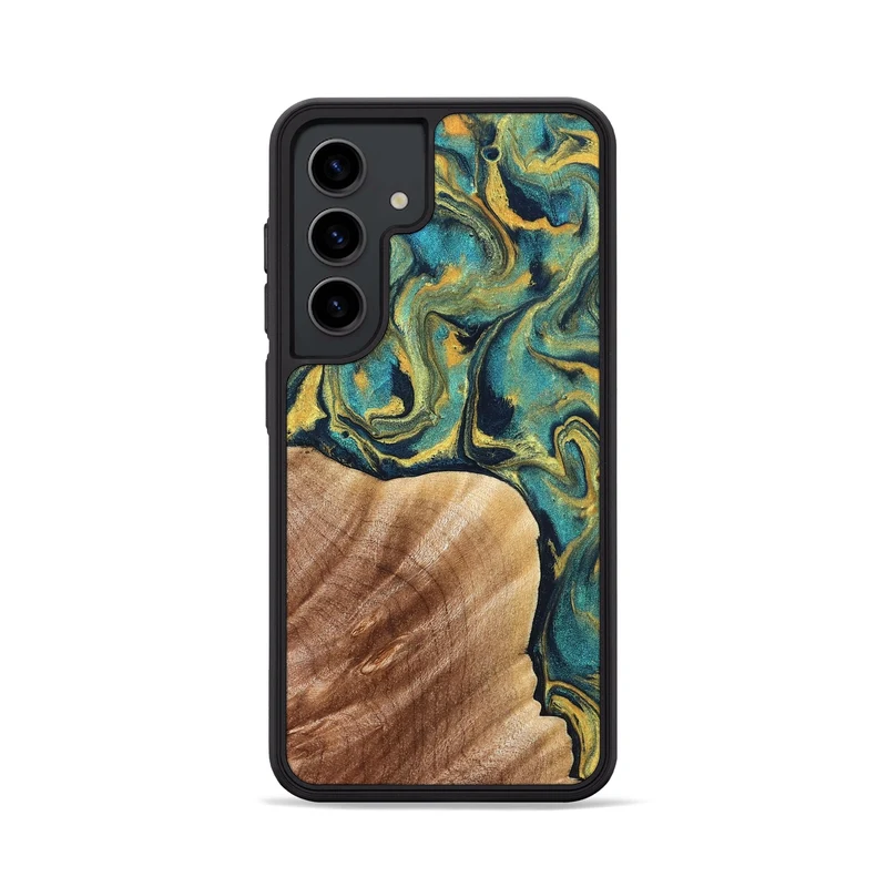 Galaxy S24 Wood Phone Case - Julius (Teal & Gold, 830006)