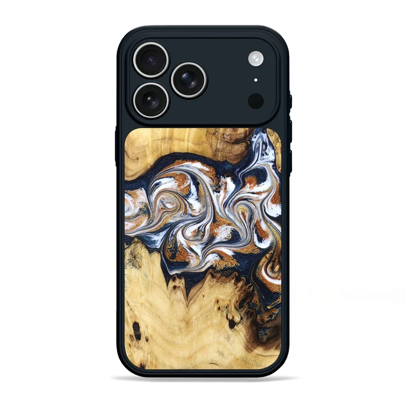 iPhone 17 Pro Max Wood Phone Case - Savanna (Teal & Gold, 830008)