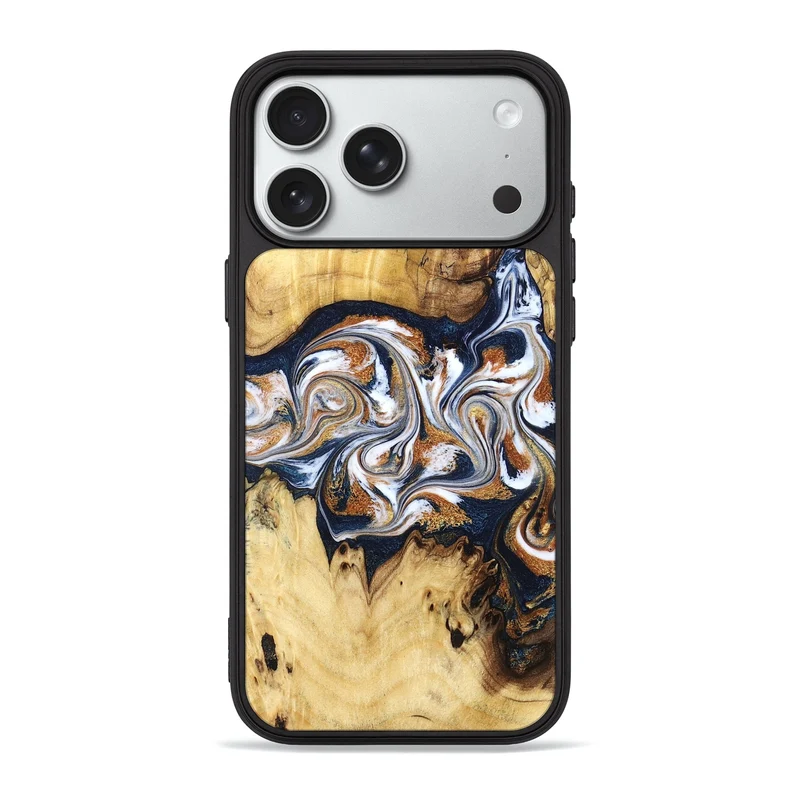 iPhone 18 Pro Max Wood Phone Case - Savanna (Teal & Gold, 830008)