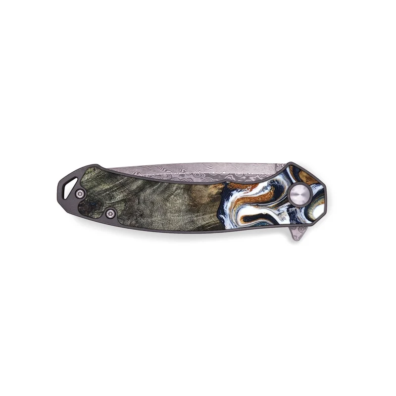 EDC Wood Pocket Knife - Isai (Teal & Gold, 830003)