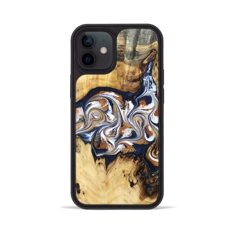 iPhone 12 Wood Phone Case - Savanna (Teal & Gold, 830008)