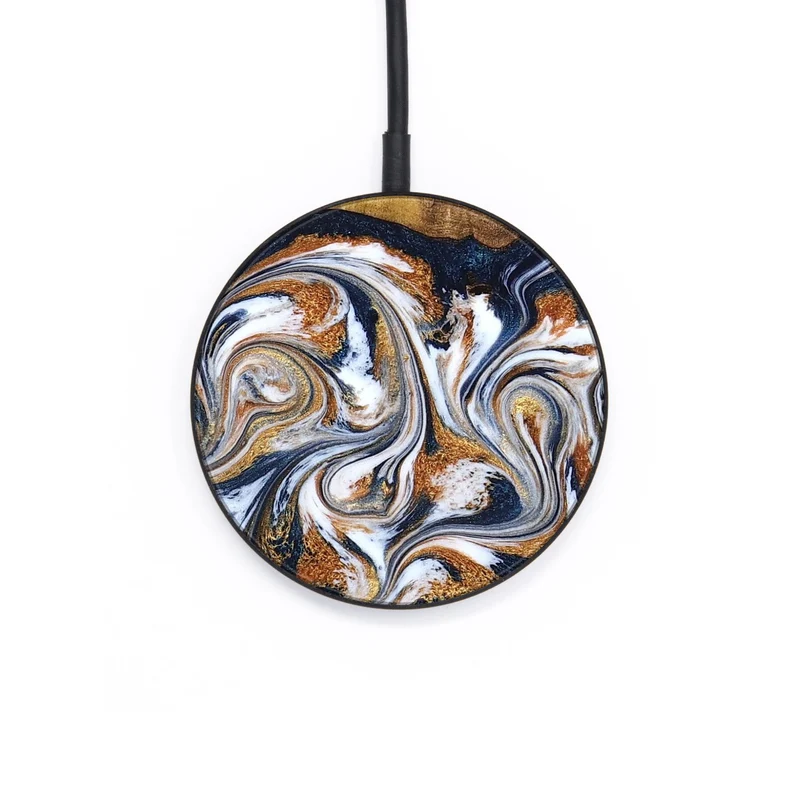 Circle Wood Wireless Charger - Savanna (Teal & Gold, 830008)