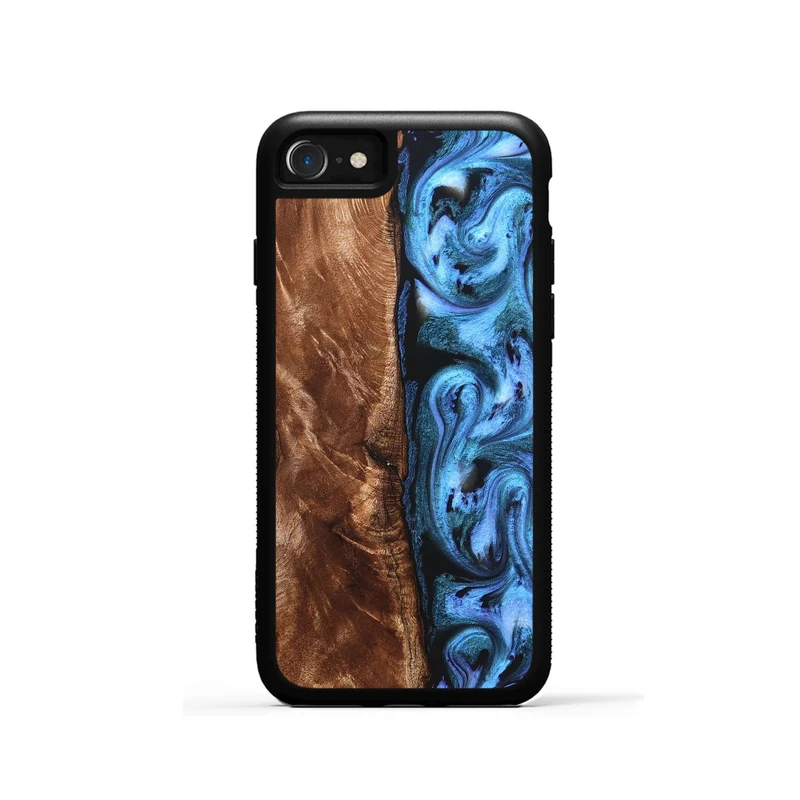iPhone SE Wood Phone Case - Lily (Blue, 829989)