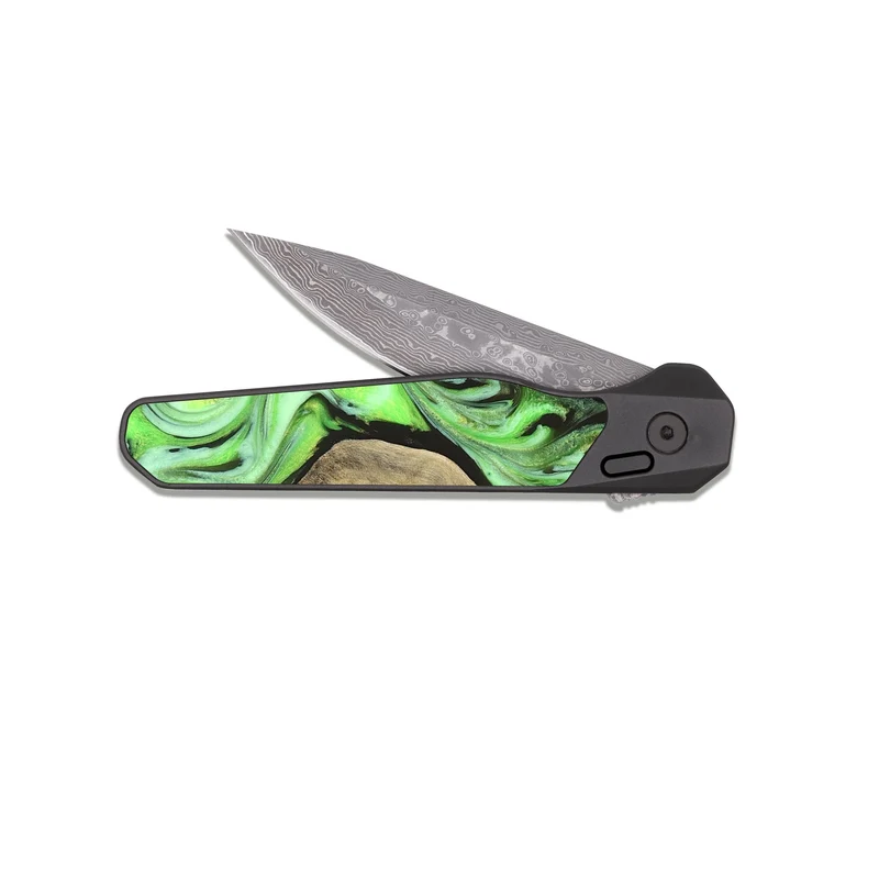 EDC Dark Damascus Wood Pocket Knife - Jasen (Neon, 829984)