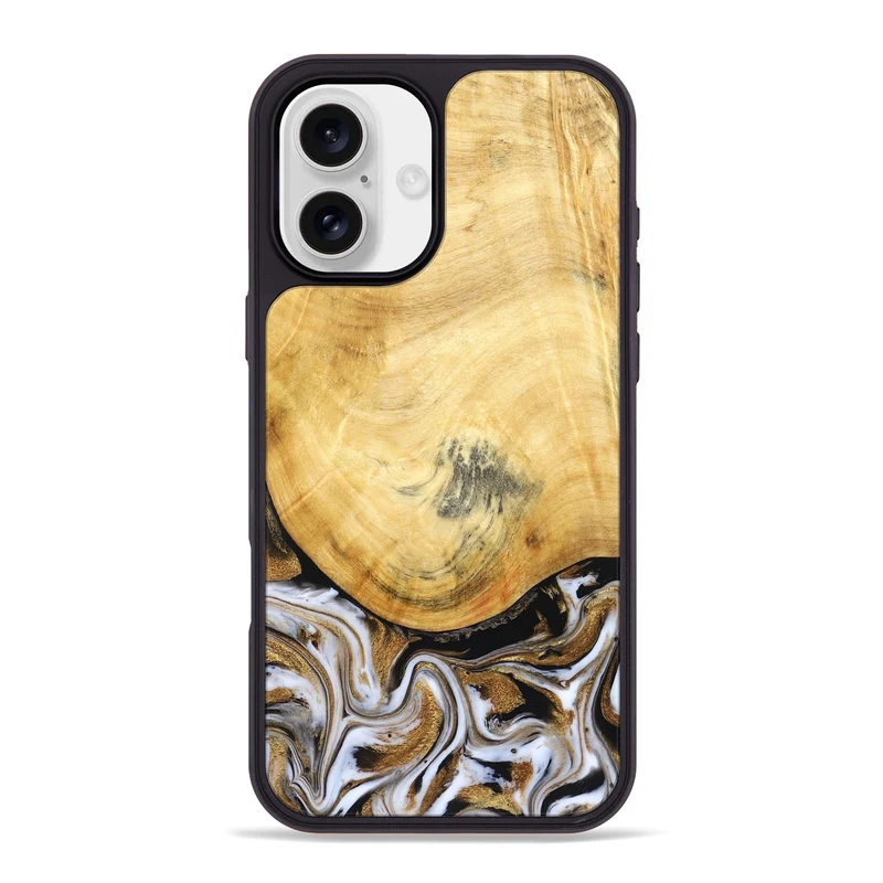 iPhone 16 Plus Wood Phone Case - Kamiyah (Black & White, 830030)