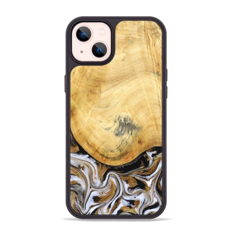 iPhone 14 Plus Wood Phone Case - Kamiyah (Black & White, 830030)