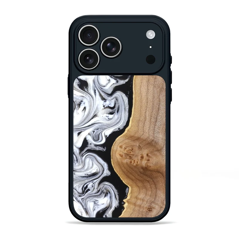 iPhone 17 Pro Max Wood Phone Case - Rolland (Black & White, 830032)