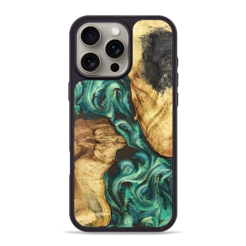 iPhone 16 Pro Max Wood Phone Case - Carie (Green, 829981)