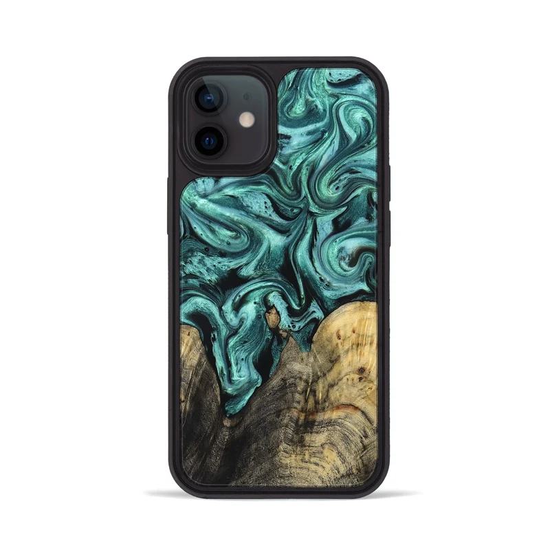 iPhone 12 Wood Phone Case - Omarion (Green, 829977)