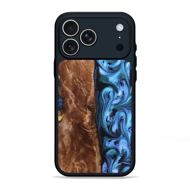 iPhone 17 Pro Max Wood Phone Case - Lily (Blue, 829989)