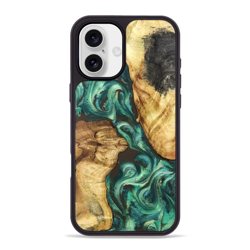 iPhone 16 Plus Wood Phone Case - Carie (Green, 829981)
