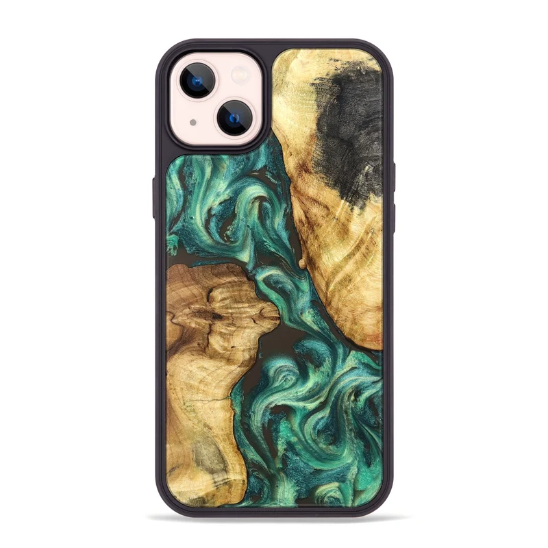 iPhone 14 Plus Wood Phone Case - Carie (Green, 829981)
