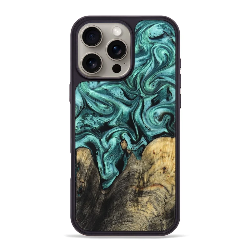 iPhone 16 Pro Max Wood Phone Case - Omarion (Green, 829977)