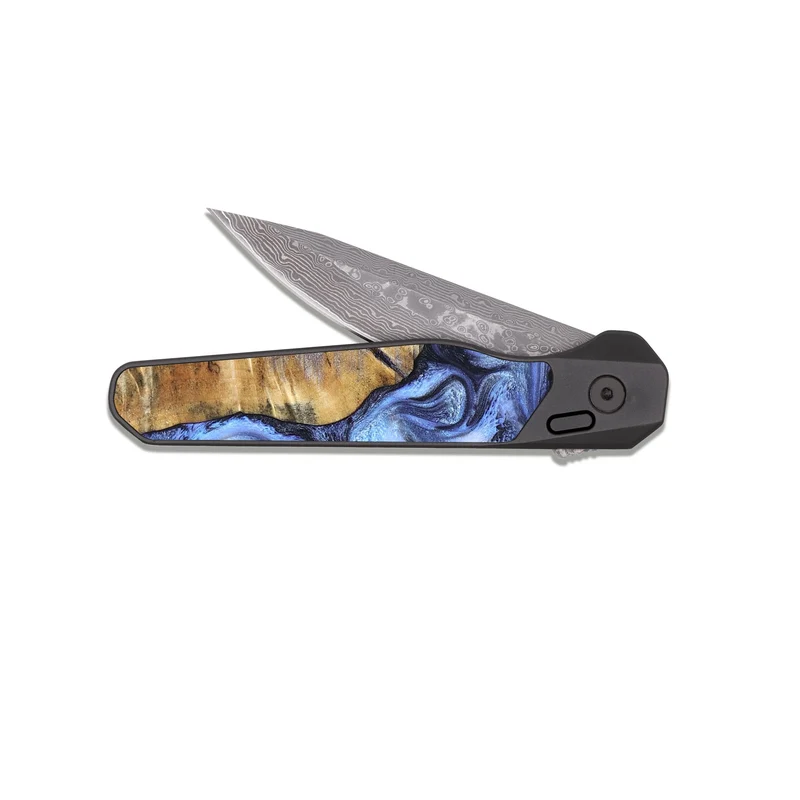 EDC Dark Damascus Wood Pocket Knife - Nala (Blue, 829953)