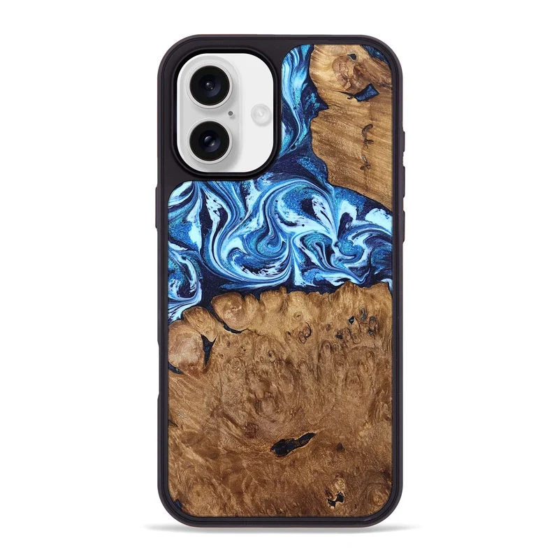 iPhone 16 Plus Wood Phone Case - Manila (Blue, 829952)