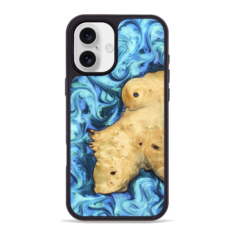 iPhone 16 Plus Wood Phone Case - Stacey (Blue, 829950)