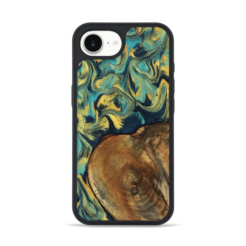 iPhone 16e Wood Phone Case - Odie (Teal & Gold, 829995)