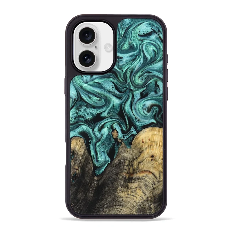 iPhone 16 Plus Wood Phone Case - Omarion (Green, 829977)