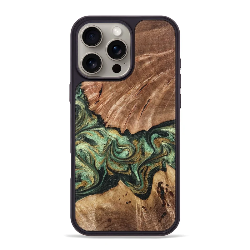 iPhone 16 Pro Max Wood Phone Case - Shelbi (Green, 829986)