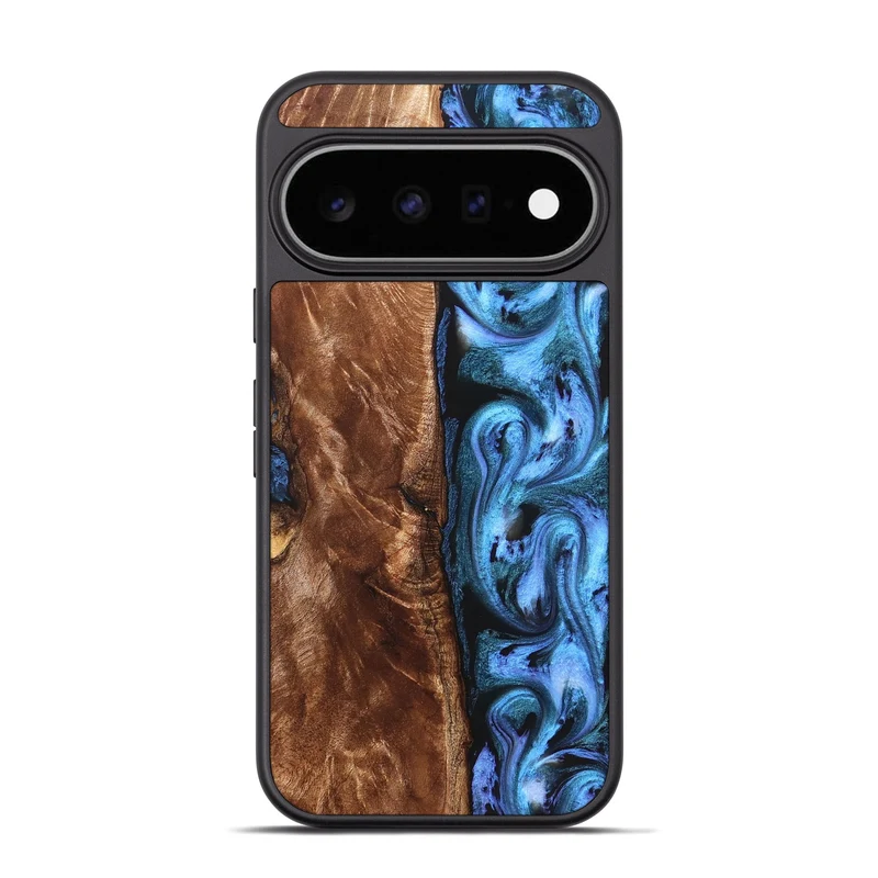 Pixel 11 Pro Wood Phone Case - Lily (Blue, 829989)