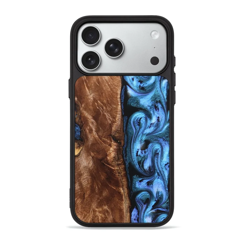 iPhone 18 Pro Max Wood Phone Case - Lily (Blue, 829989)