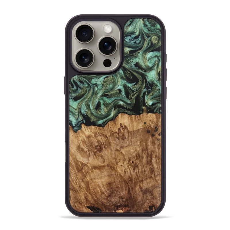 iPhone 16 Pro Max Wood Phone Case - Jasmyn (Green, 829976)