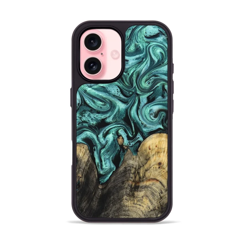 iPhone 16 Wood Phone Case - Omarion (Green, 829977)