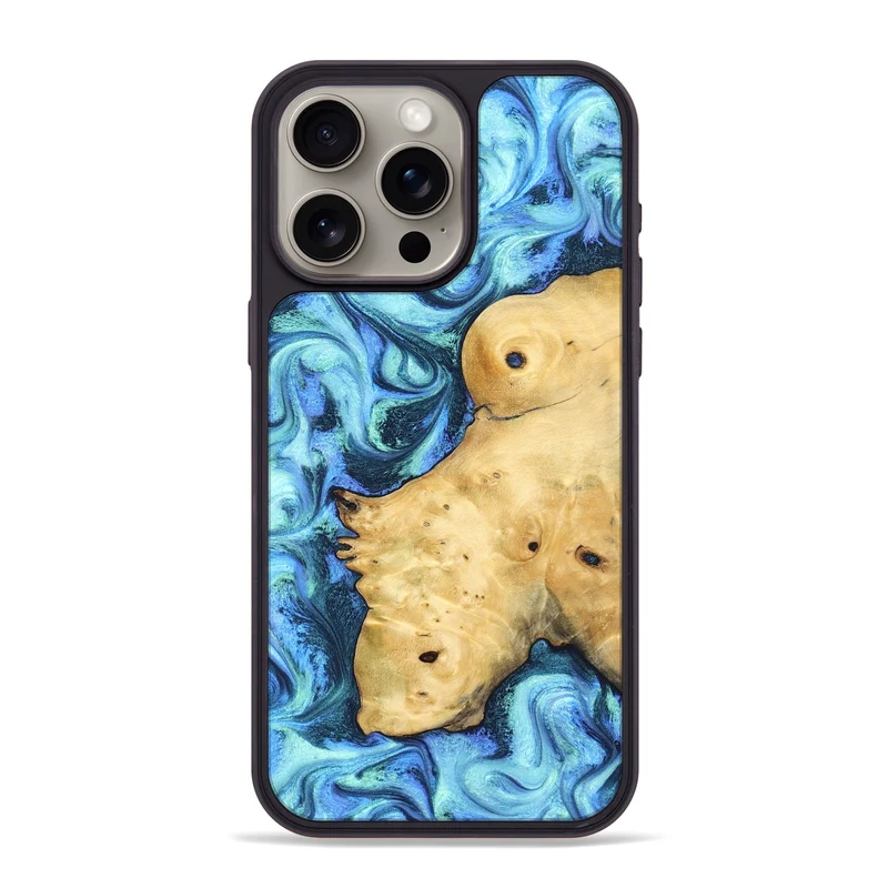 iPhone 15 Pro Max Wood Phone Case - Stacey (Blue, 829950)