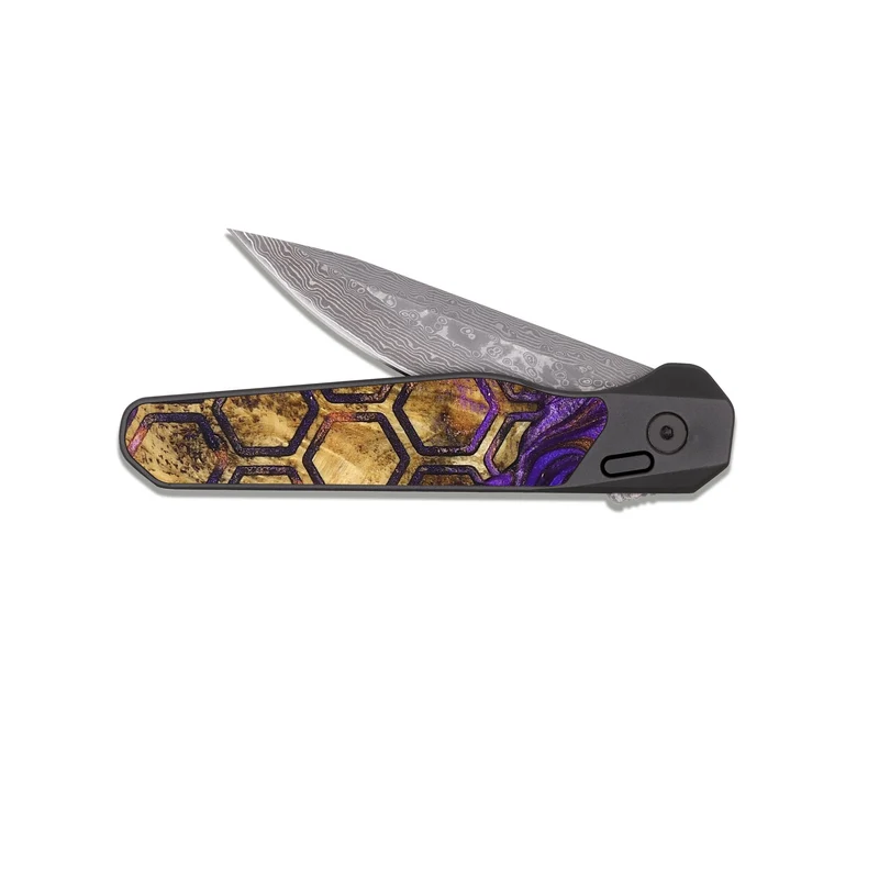 EDC Dark Damascus Wood Pocket Knife - Arlet (Pattern, 829960)