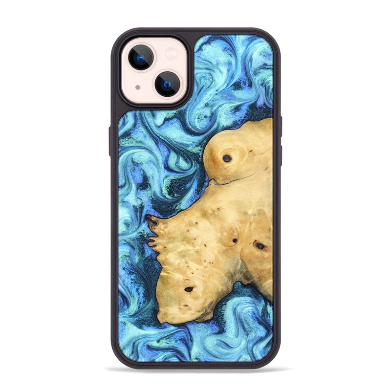 iPhone 14 Plus Wood Phone Case - Stacey (Blue, 829950)