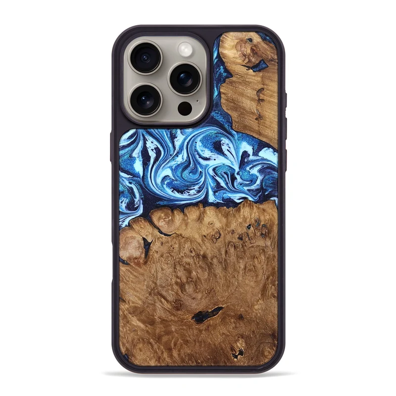 iPhone 16 Pro Max Wood Phone Case - Manila (Blue, 829952)