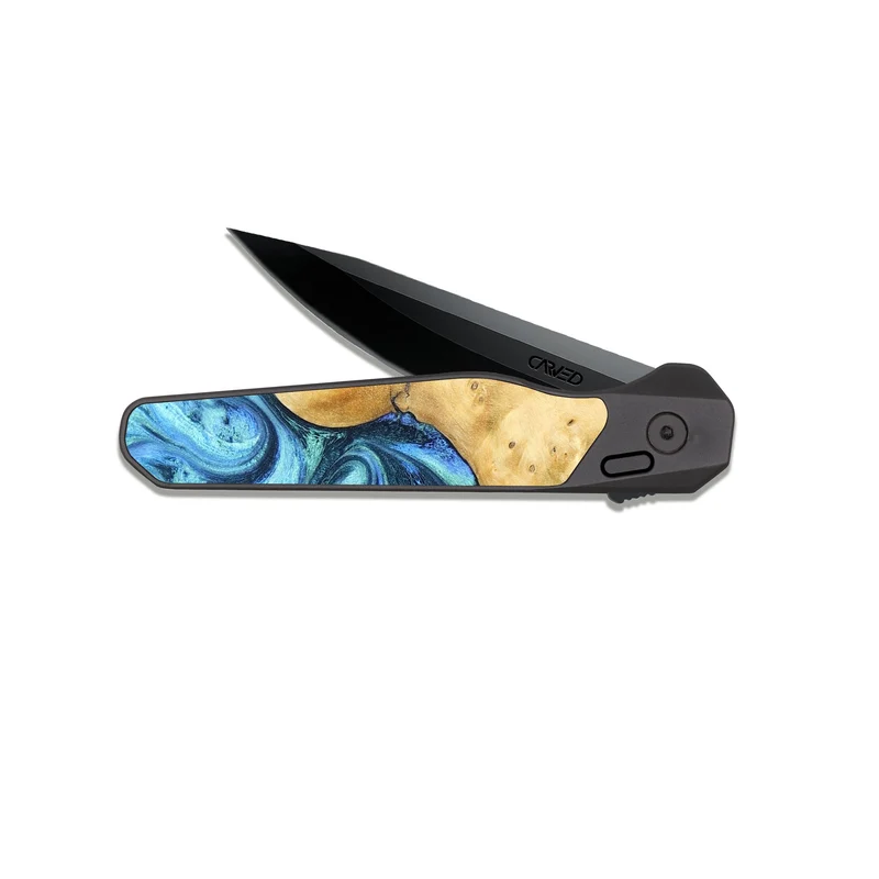 EDC Dark Slate Wood Pocket Knife - Stacey (Blue, 829950)
