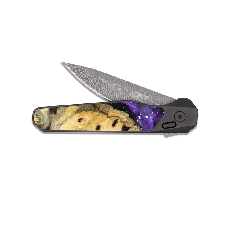 EDC Dark Damascus Wood Pocket Knife - Madilyn (Cosmos, 829891)