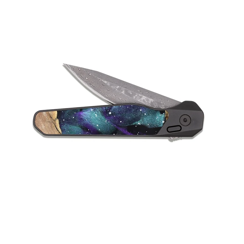 EDC Dark Damascus Wood Pocket Knife - Morris (Cosmos, 829914)