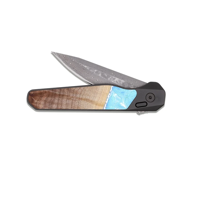 EDC Dark Damascus Wood Pocket Knife - Uriah (Coastal, 829927)