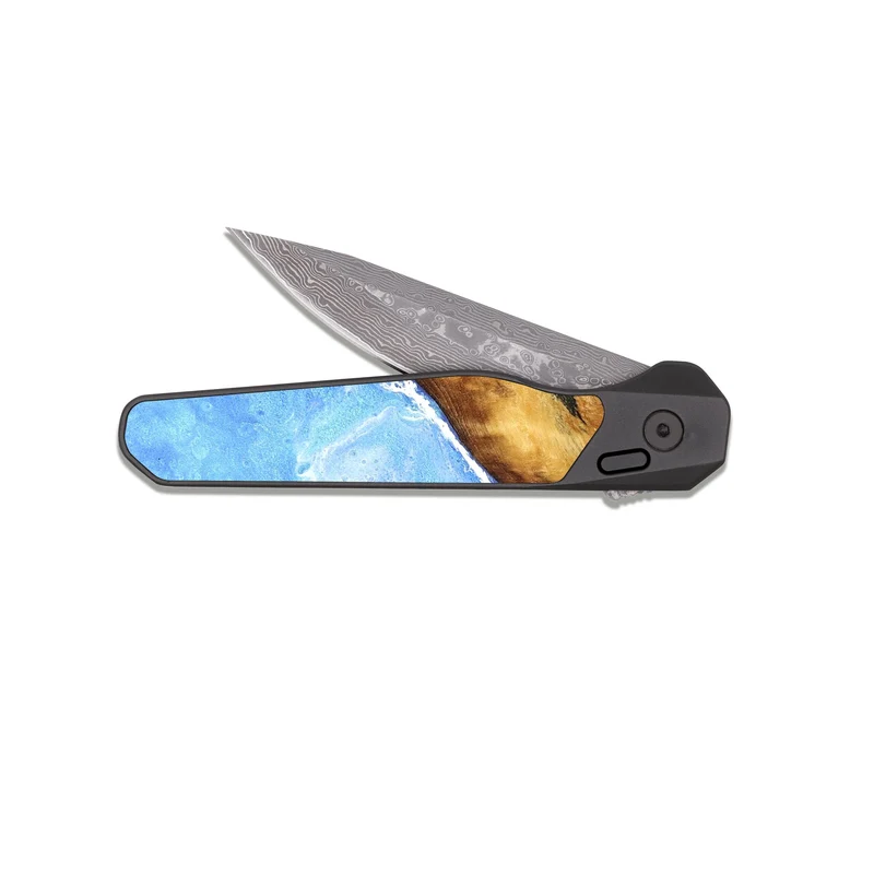 EDC Dark Damascus Wood Pocket Knife - Irene (Coastal, 829923)