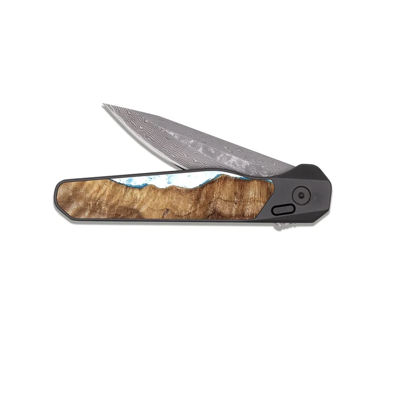 EDC Dark Damascus Wood Pocket Knife - Mikalah (Coastal, 829924)